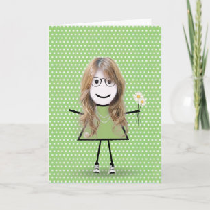 Denk Aan Jou Stickfiguur met Madeliefjes  Kaart