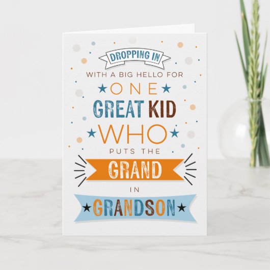 Denk aan jou voor Young Grandson Blue Kaart (Voorkant)