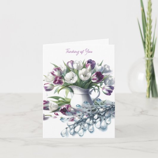Denk aan Jou Witte Tulpenvaas Kaart (Voorkant)