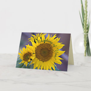 Denk Aan Jou Zonnebloemen Close-Up Foto Kaart