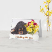 Denk aan jullie Cavalier King Charles Spaniel Kaar Kaart (Gele Bloem)