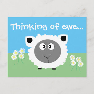Denk aan jullie gepersonaliseerde Cute Funny Sheep Briefkaart