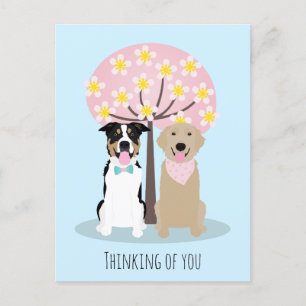 Denk aan jullie honden door Cherry Blossom Tree Briefkaart