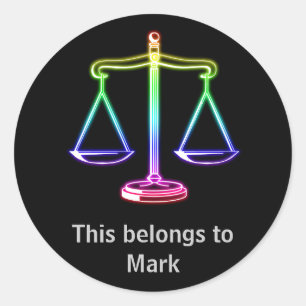 Denk aan justitie - rechtssticker ronde sticker