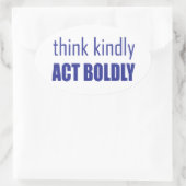 Denk aan Kindly, Act Bolly Ovale Sticker (Tas)