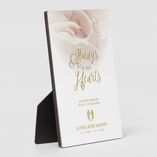 Denk aan Kleine Baby Engel Geliefden Overleden Fotoplaat (Zijkant)