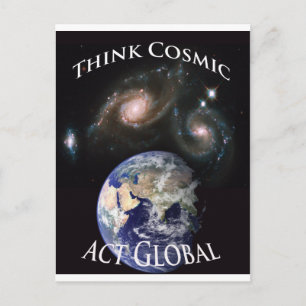 denk aan kosmische daad wereldwijd briefkaart