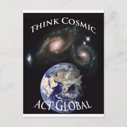 denk aan kosmische daad wereldwijd briefkaart (Voorkant)