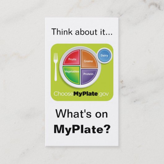 Denk aan MyPlate Bladwijzer - Wit Visitekaartje (Voorkant)