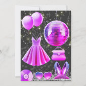 Denk aan Pink Core Disco Party Kaart (Achterkant)