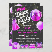 Denk aan Pink Core Disco Party Kaart (Voorkant / Achterkant)