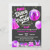 Denk aan Pink Core Disco Party Kaart (Voorkant)