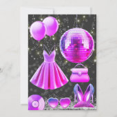 Denk aan Pink Core Disco Party Kaart (Achterkant)