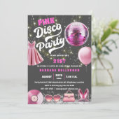 Denk aan Pink Core Disco Party Kaart (Staand voorkant)
