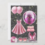 Denk aan Pink Core Disco Party Kaart (Achterkant)