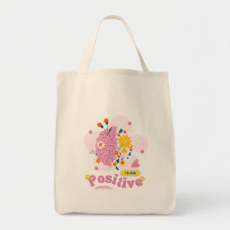 Denk aan positieve boodschappentassen tote bag