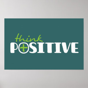 Denk aan positieve grafische lange groene poster
