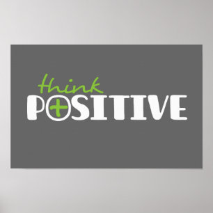 Denk aan positieve grafische vierkante poster