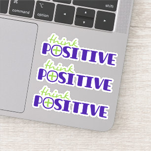 Denk aan positieve groene blauwe plus tekst slogan sticker