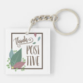 Denk aan positieve motivatie en veer boho sleutelhanger (Achterkant)