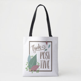 Denk aan positieve motivatie en veer boho tote bag