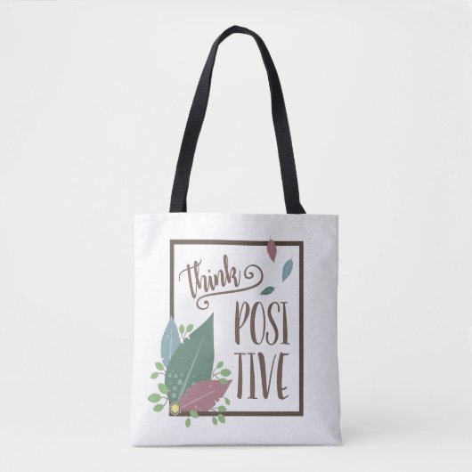 Denk aan positieve motivatie en veer boho tote bag (Voorkant)