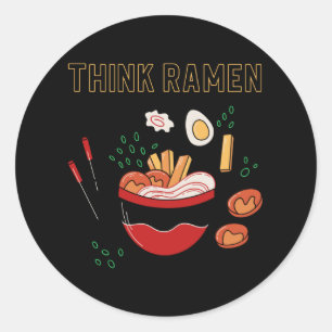 Denk aan ramen ramyun ramyeon. Pasta Noodle-liefhe Ronde Sticker