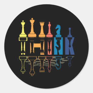 Denk aan Retro schaakstukken Speler Coach Boar Ronde Sticker