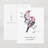 Denk aan roze en grijze tropische vogels briefkaart (Voorkant / Achterkant)