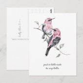 Denk aan roze en grijze tropische vogels briefkaart (Voorkant / Achterkant)