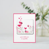 Denk aan roze roze roze roze vogelbloemen briefkaart (Staand voorkant)