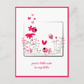 Denk aan roze roze roze roze vogelbloemen briefkaart (Voorkant)