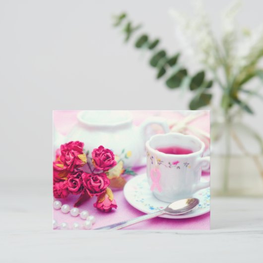 Denk aan roze thea briefkaart (Staand voorkant)