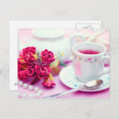 Denk aan roze thea briefkaart (Voorkant / Achterkant)