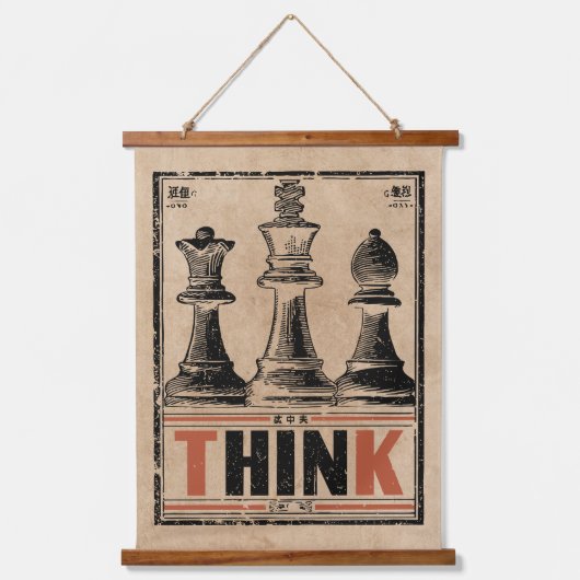 Denk aan schaak  kunst | Wabi Sabi-strategie Hangend Wandkleed (Voorkant)