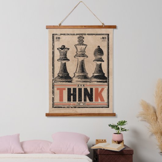 Denk aan schaak  kunst | Wabi Sabi-strategie Hangend Wandkleed (Slaapkamer)