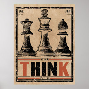 Denk aan schaak  kunst   Wabi Sabi-strategie Poster