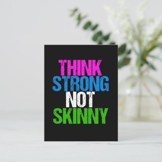 Denk aan sterke niet Skinny Inspirerend fitness Briefkaart (Staand voorkant)