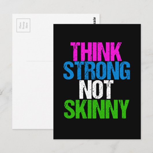 Denk aan sterke niet Skinny Inspirerend fitness Briefkaart (Voorkant / Achterkant)