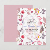 Denk aan Stof Roze Bruidsmeisje Kaart (Voorkant / Achterkant)