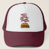 Denk aan Tacos Funny Food Slogan Cartoon Trucker Pet (Voorkant)