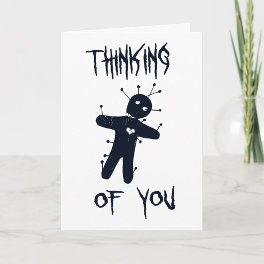 Denk aan u - Funny Halloween Voodoo Doll Kaart (Voorkant)