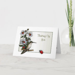 Denk aan u:  Hummingbird, Daisies, Ladybugs Kaart