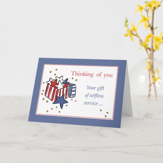 Denk aan U USA Gift met sterren en stripes Kaart (Gele Bloem)