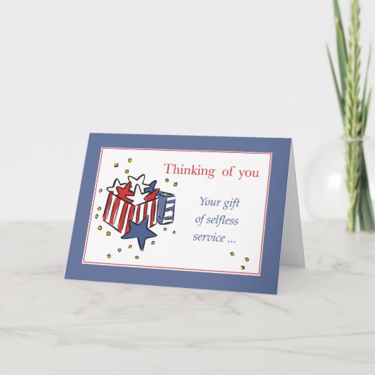 Denk aan U USA Gift met sterren en stripes Kaart (Voorkant)