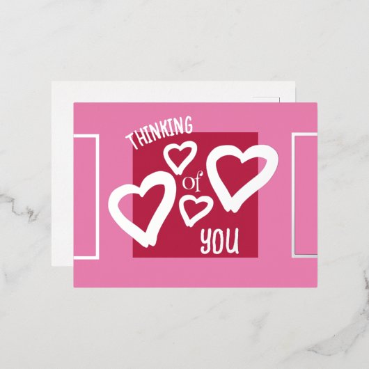 Denk aan u Viva Magenta Roze Valentijnse  Folie Feestdagen Briefkaart (Voorkant / Achterkant)