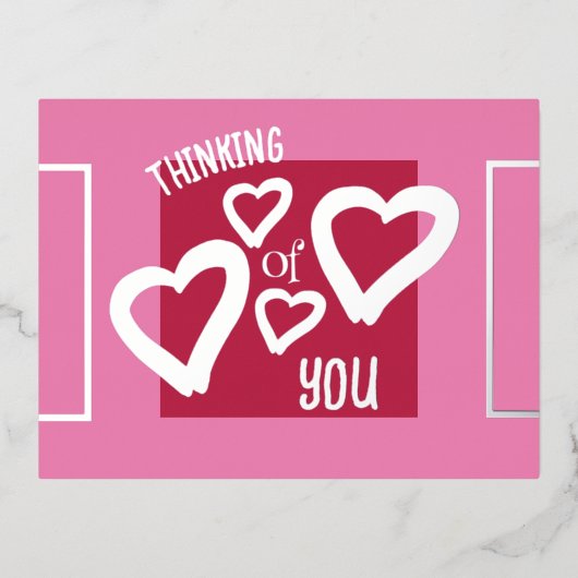 Denk aan u Viva Magenta Roze Valentijnse  Folie Feestdagen Briefkaart (Voorkant)