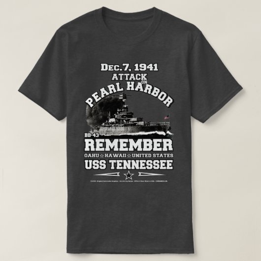 Denk aan USS Tennessee BB43 Pearl Harbor Veterans T-shirt (Design voorkant)