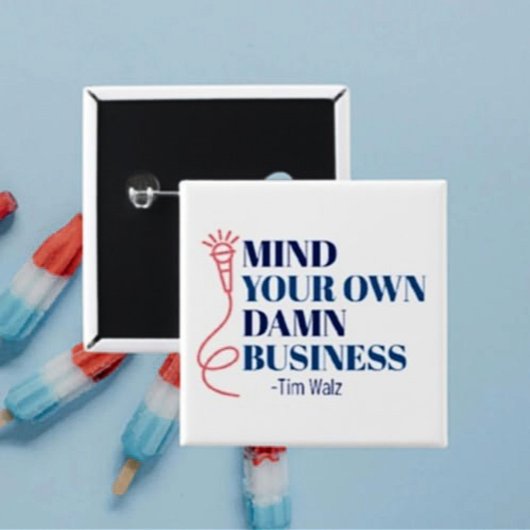 Denk aan uw bedrijf vierkante button 5,1 cm