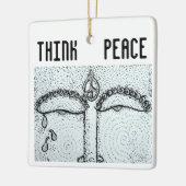 Denk aan vrede keramisch ornament (Links)